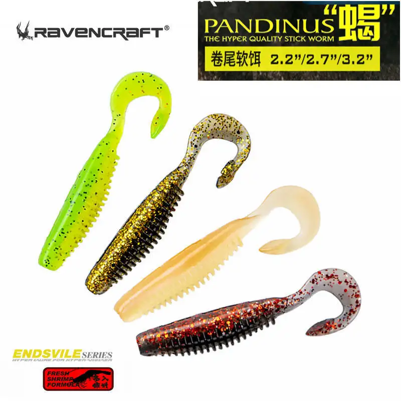 

6/7/8pcs NEW Ravencraft Pandinus-Tail Stick Worm Slow-Sinking Soft Baits Fishing Lure 56/68/81mm Artifical Sea Bass Bait Suits