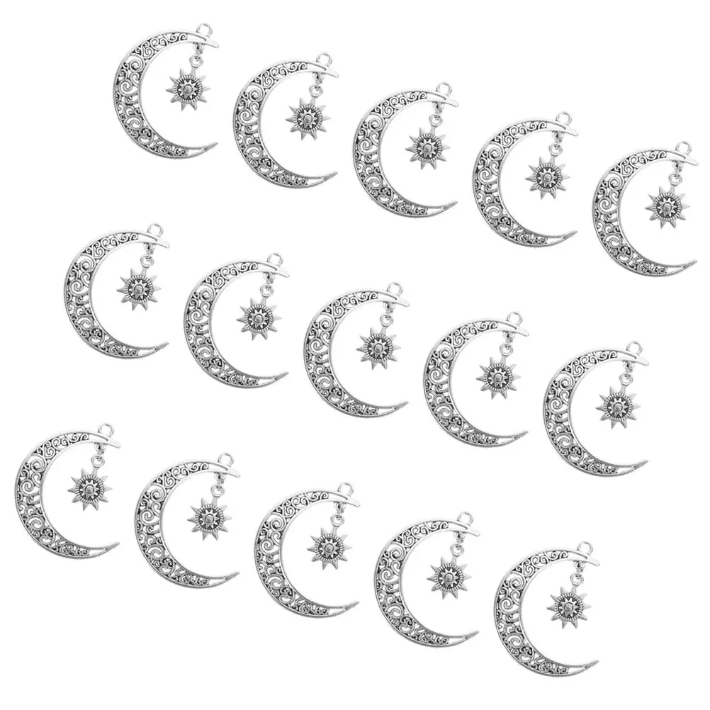 

Retro Moon Pendant Sun and Charm Charms Jewelry Alloy Diy Necklace for Crafts Planet