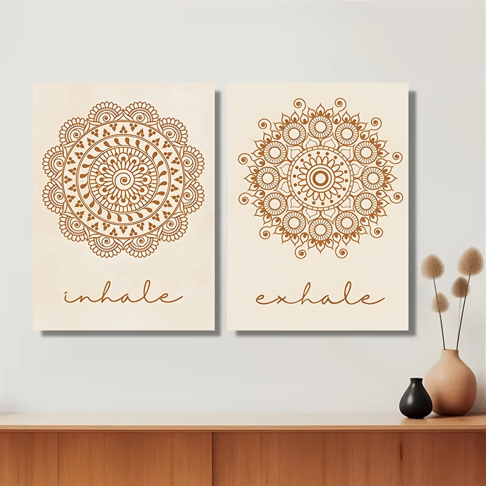 Картина на холсте, 2 шт., бежевый цветочный мандала для дома
