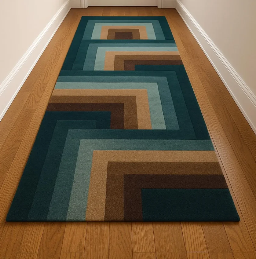 سجادة عداء على شكل دائرة ذهبية آرت ديكو سجادة عداء المدخل أنماط ذهبية هندسية سجادة خضراء جلام للمدخل سجادة أرضية طويلة أنيقة #2