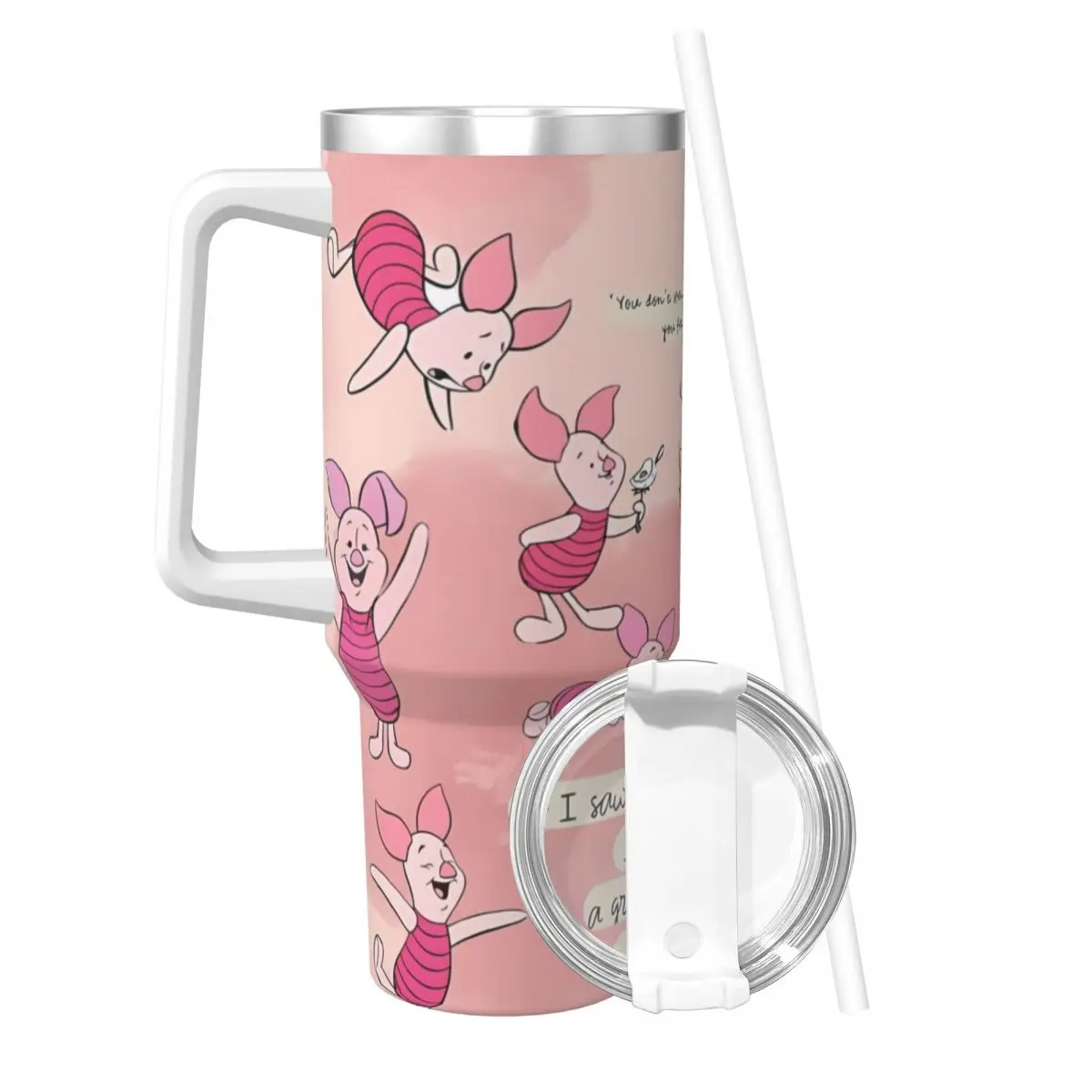 Winnie The Pooh Piglet Stainless Steel Tumbler Beach Mugs Cup Thermal Cups Keep Heat Hot Drinks Milk Tea Water Bottle