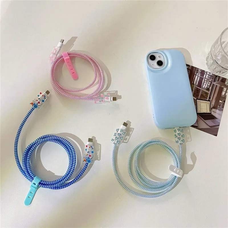 Charger Protector for Apple iPhone 18W/20W Charger for Lightning Cable Bites Organizer Wrap Anti-bite Line Cord Winding Wire