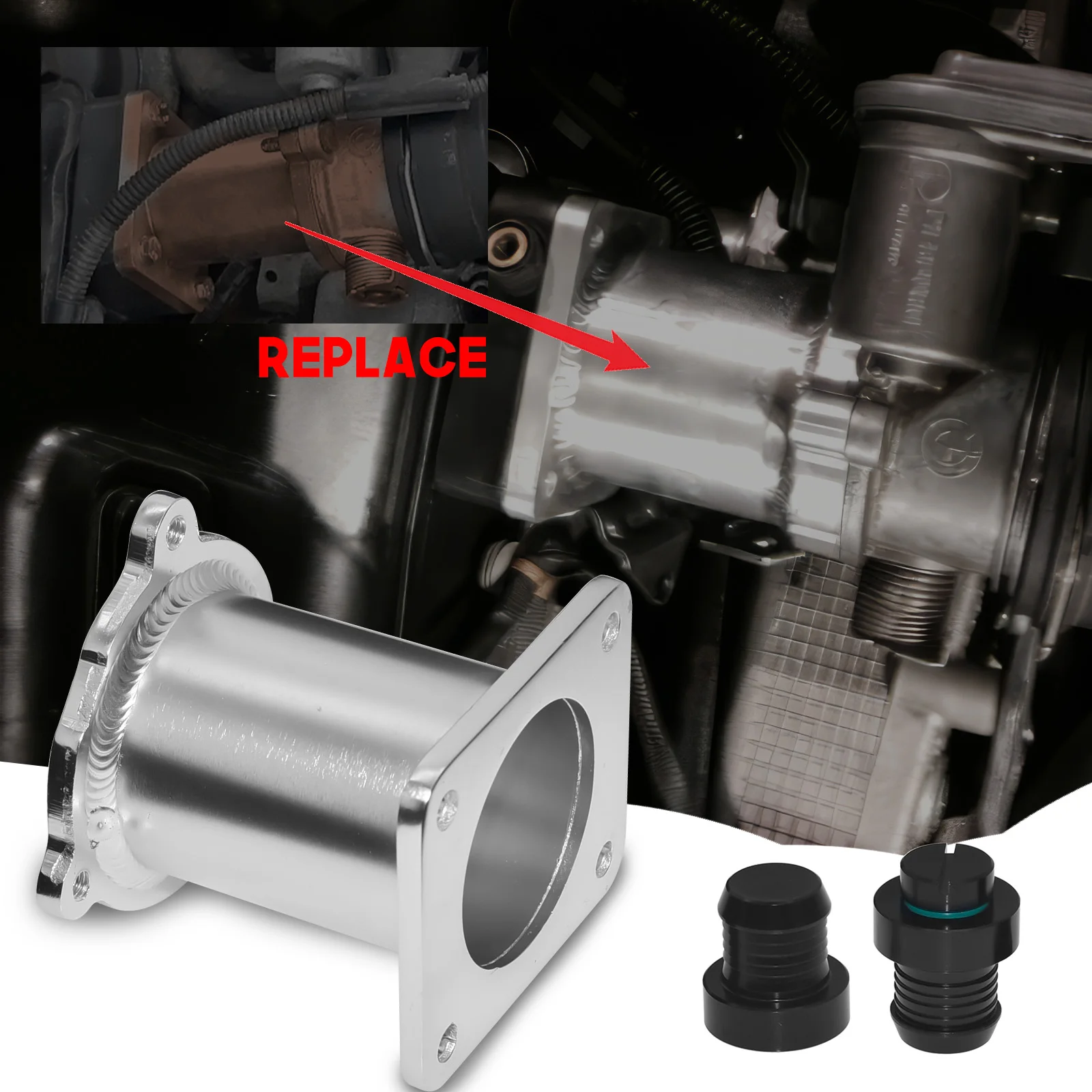 Aluminium-AGR-Ventil-Set für BMW M47N2 M57N2 E60 E61 E87 E90 E92 E93 320 325D 330D 525D 530D 520I X3 X6 X5 11717804381 11717792077 – Detail 1