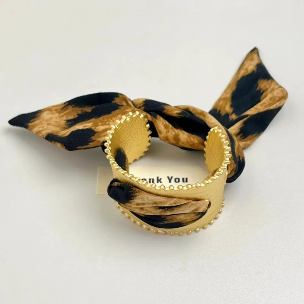 

Metal Wide Open Bangle Europe American Style Alloy Cuff Bangles with Ribbon Minority Design Jewelry Accessories