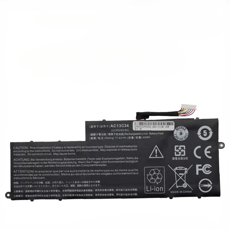 New AC13C34 Laptop Battery For Acer Aspire V5-122P V5-132 E3-111 E3-112 ES1-111M MS237 KT.00303.005 11.4V 2640mAh  Parts 30WH