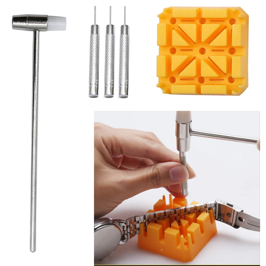 Reparatur-Uhrensatz, offene Uhrenrückseite, Uhrenarmband entfernen, austauschbarer Schraubendreher mit 108 Ohrpolstern