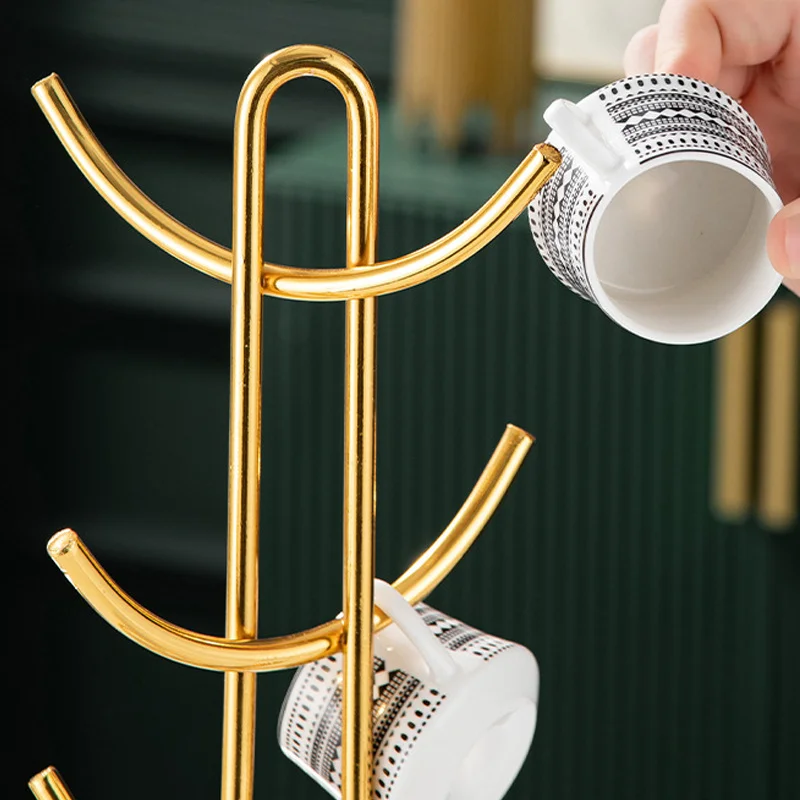 Tree Shape 6 Mug Holder Coffee Mugs Tea Cup Storage Rack for Countertop Kitchen Organizer Bar Accessory