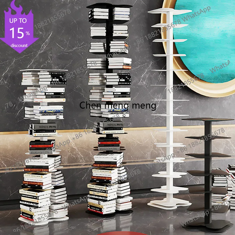 G153 House Storage Rotating Bookcase Art Wheels Mini Bed Toy Rotating Bookcase Mobile Estantes Organizadores De Livros Home Deco