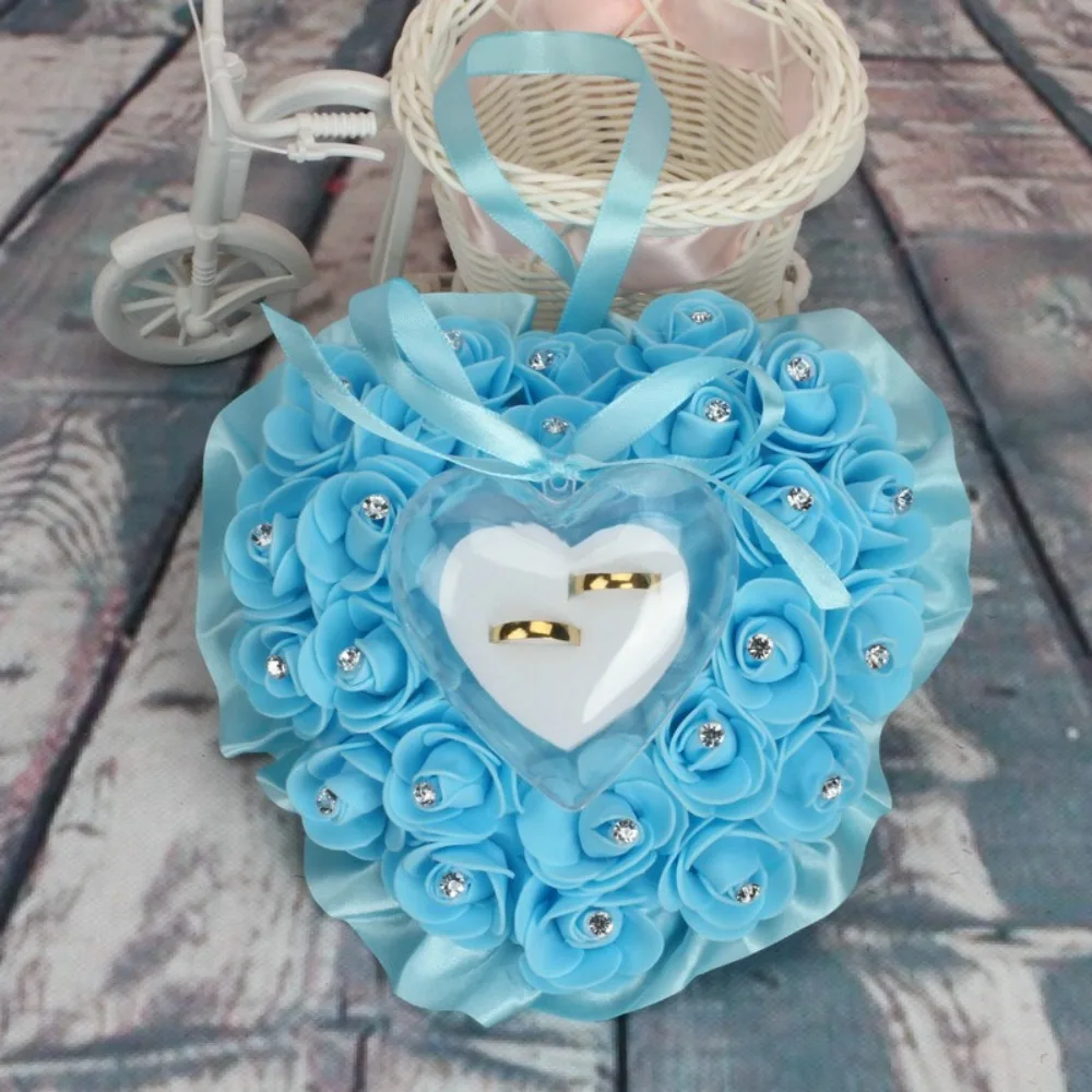 

Rings Storage Box Romantic Wedding Ring Pillow European Elegant Heart Ring Pillow Transparent Box Ring Holder For Wedding
