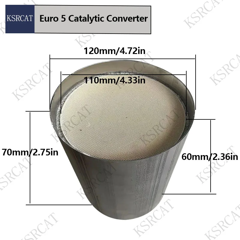 Euro 5 Car Exhaust Ceramic Honeycomb Catalyst 120*70mm 600CPSI Catalytic Converter Exhaust System