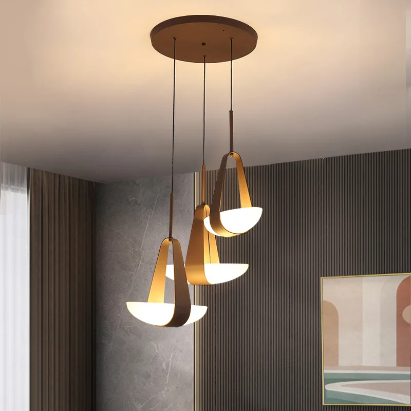 

Industrial pendant light Creative Leather rope hanging lamp Restaurant Glass Bedroom Bedside Designer hotel pendant light