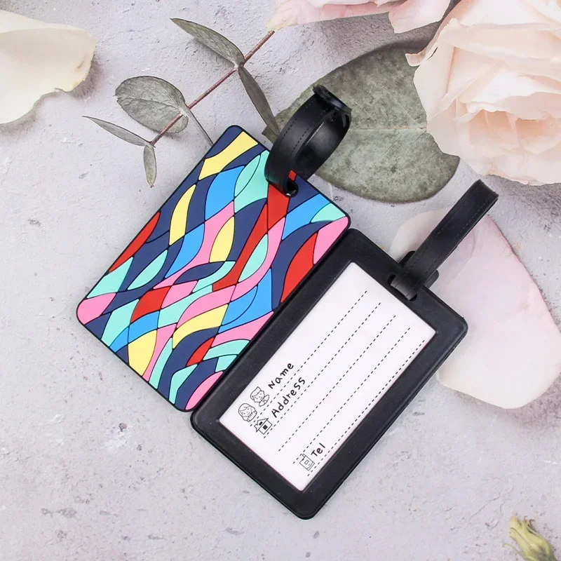 Geometric Printed PVC Luggage Tags Boarding Passes Luggage Tag Aircraft Baggage Tags Name Id Suitcase Label Travel Accessories