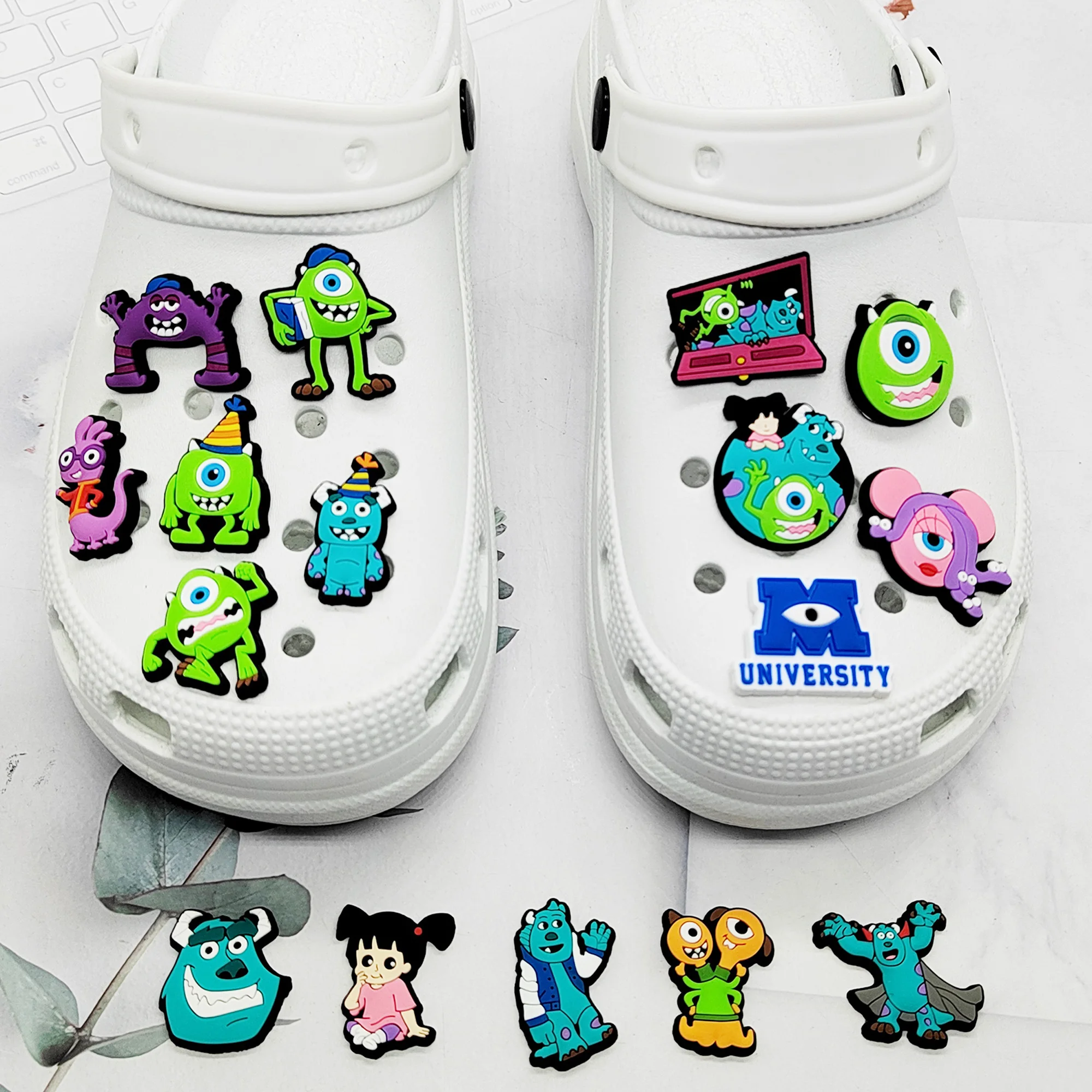 8-32pcs/set MINISO Monsters Cartoon Shoe Charms PVC DIY Decoration Sandal Shoes Accessories for Kids Gifts Fit Wristband