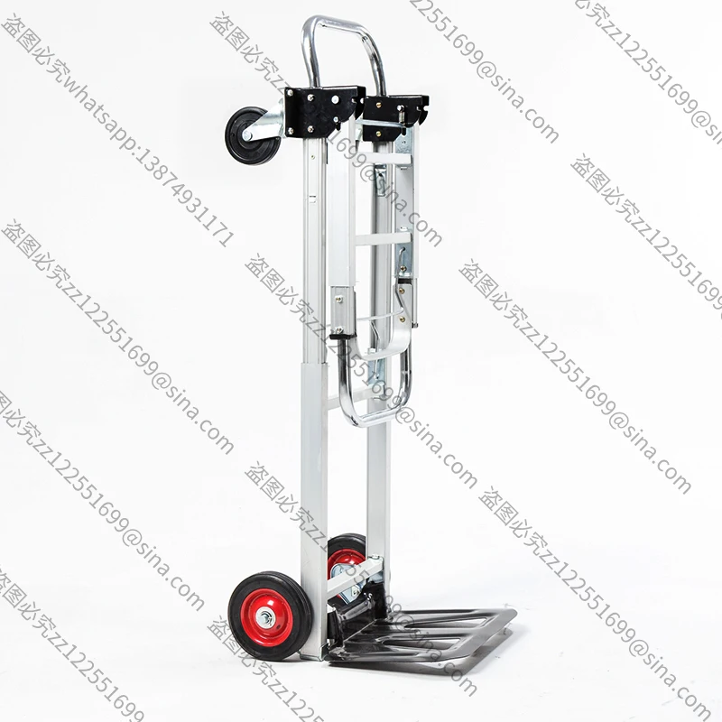 Portable Folding Four-Wheel Dual-Purpose Flatbed Cart Telescopic Handling Truck Household Trolley for Easy Transport