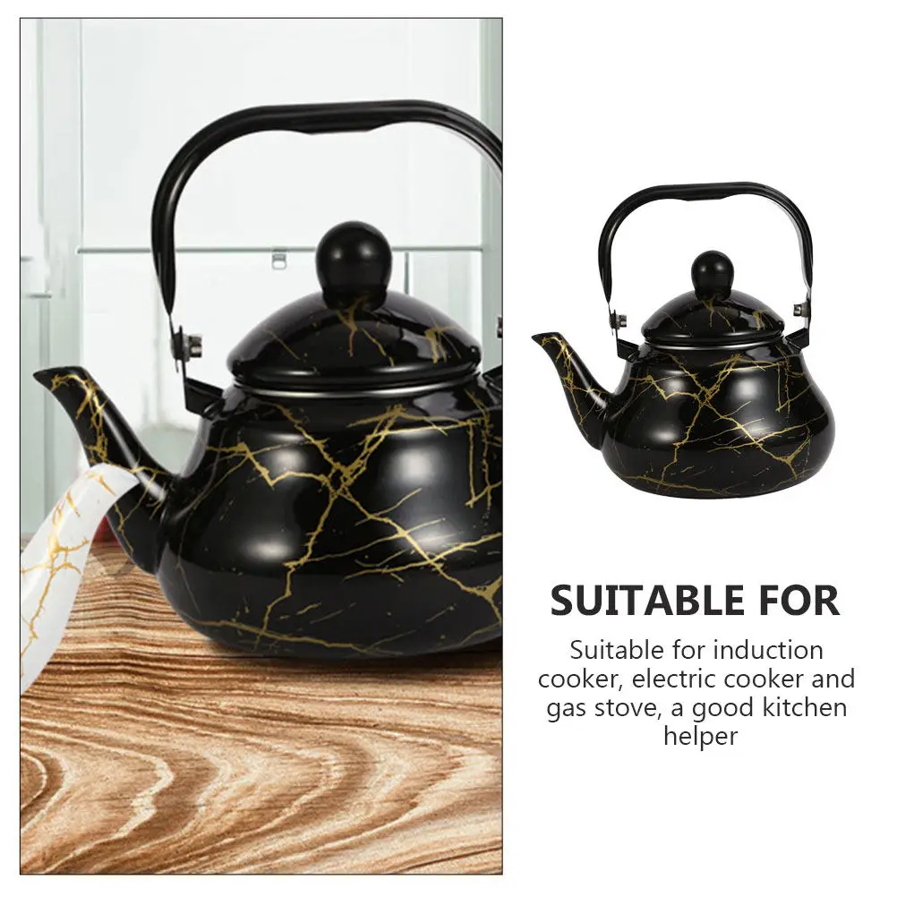 Marble Pattern Enamel Stovetop Tea Kettle Heating Pot Multi-Function Water Boiler Suitable for Gas Electric Induction Cookers - view 4