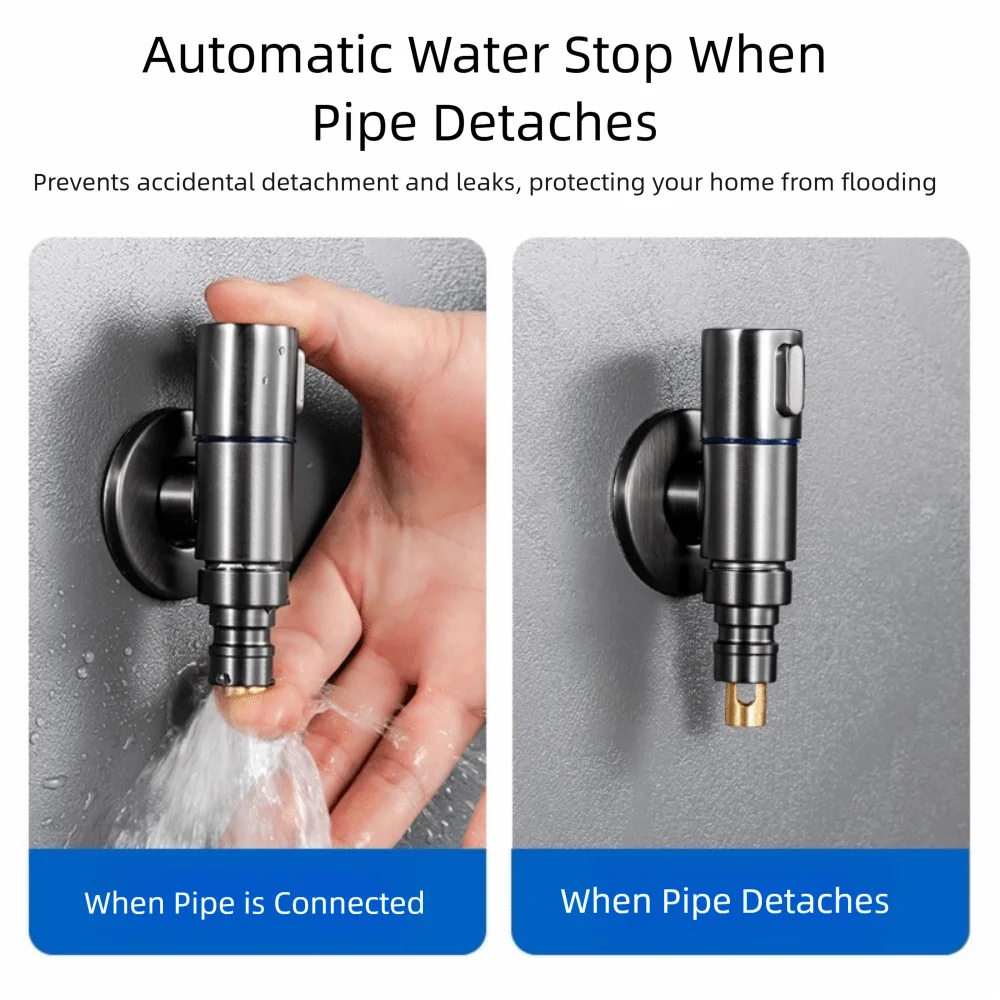 

Automatic Water Stop Valve Washing Machine Faucet Quick Opening G1/2 Stainless Steel Water Tap Wall Mounted Rust-proof