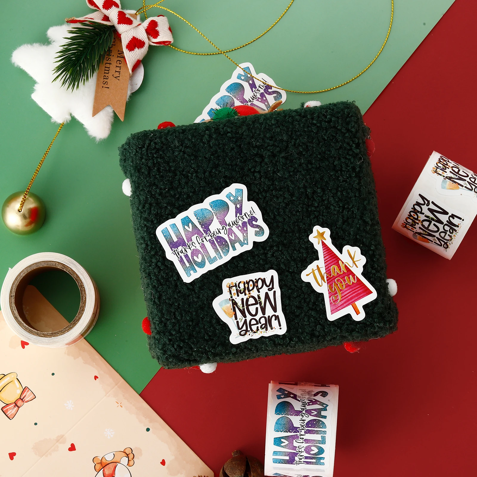 Christmas New Year Stickers Special-Shaped Waterproof Reusable Event Party Gift Packaging Envelope Greeting Card
