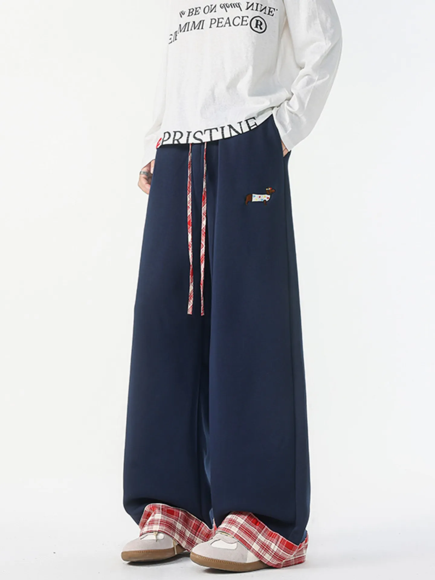 

Loose Casual Men's Khaki Pants Trousers Autumn Straight Leg Wide Leg Patchwork Design Comfortable Loose Fit Straight Cut Pants