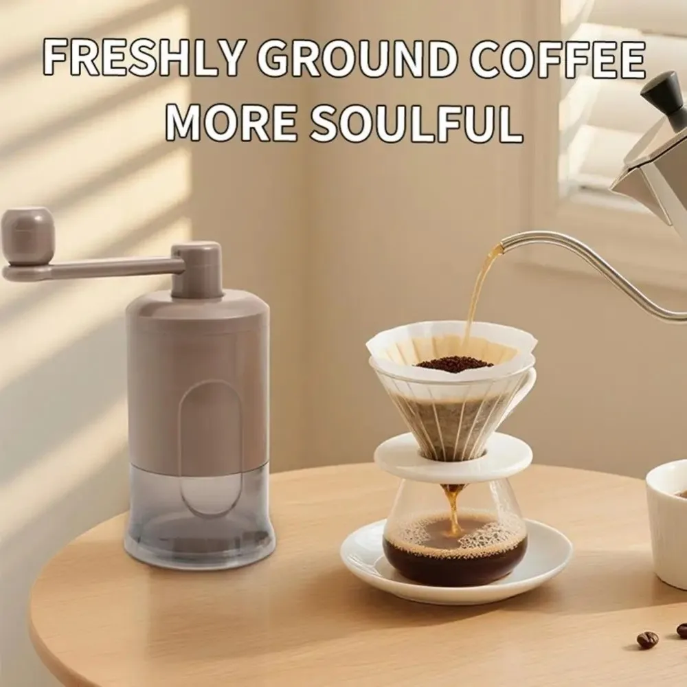 

Portable Manual Coffee Grinder Clear Powder Container Adjustable Grind Small Coffee Mill Plastic Handheld Spice Grinder