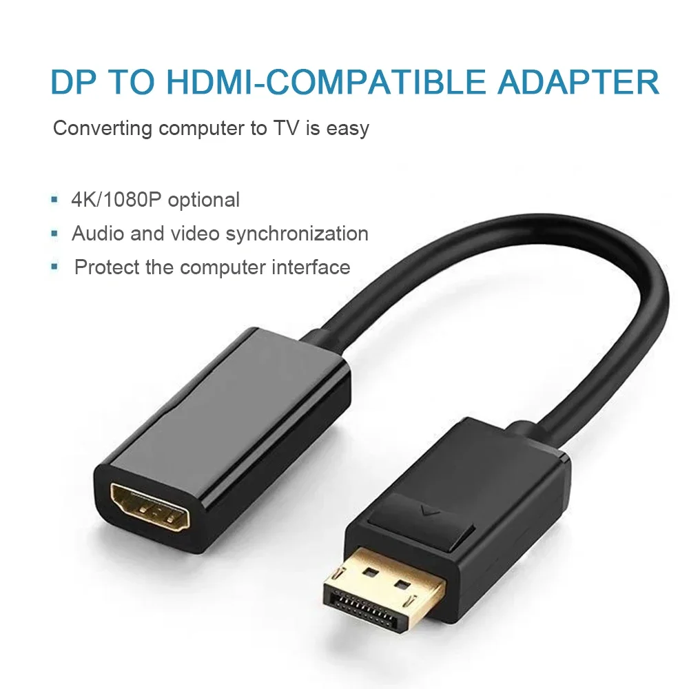 4K DisplayPort to HDMI-compatible Adapter Male DP to Female HD TV Cable Video Audio For HDTV 4K/1080P PC Projector