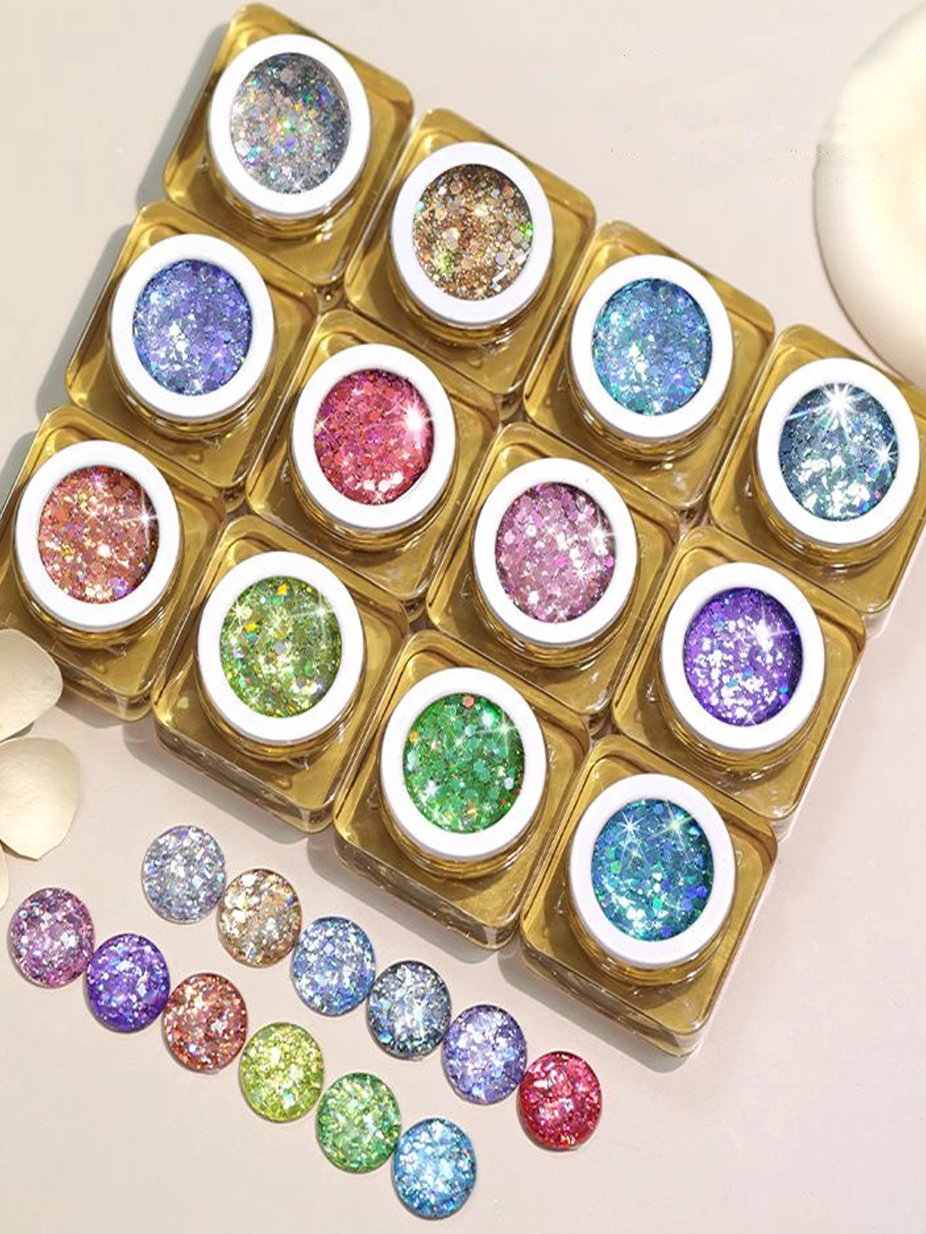 1/12 Uds 2025 Otoño e Invierno Nail Art conjunto de salón para mujeres cielo estrellado brillante diamantes triturados esmalte de uñas de Gel con brillo grande