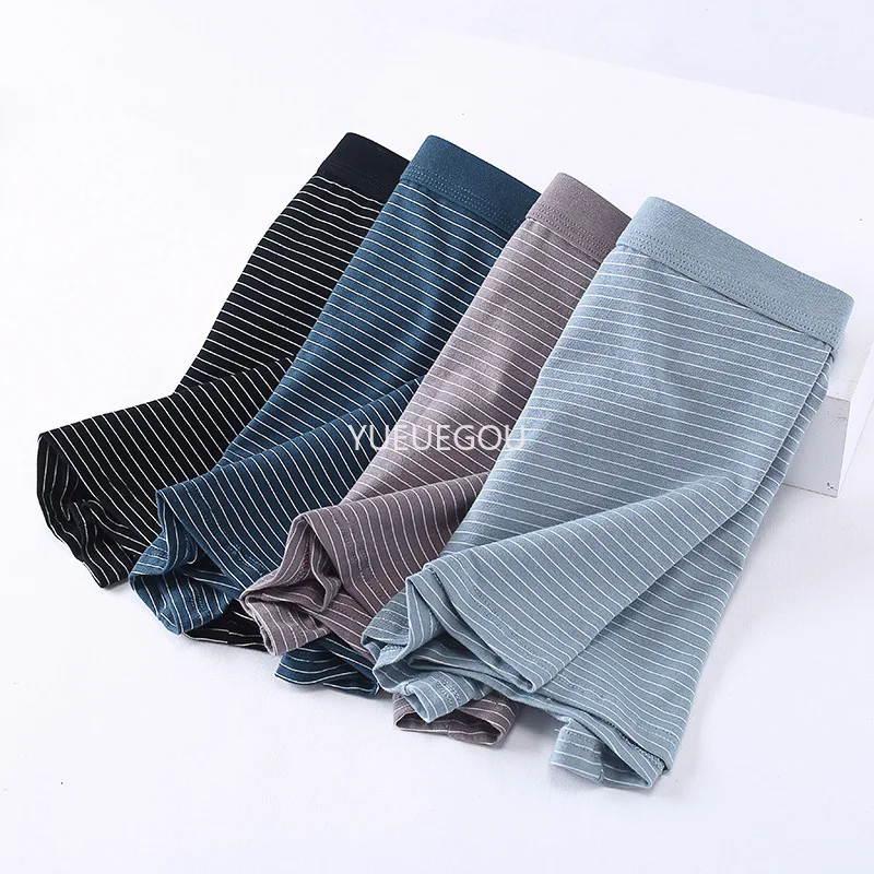 100% القطن الرجال سراويل بوكسر منتصف الارتفاع فضفاضة تناسب حجم كبير ملابس داخلية جيدة التهوية حجم كبير عادي ومخطط الطباعة