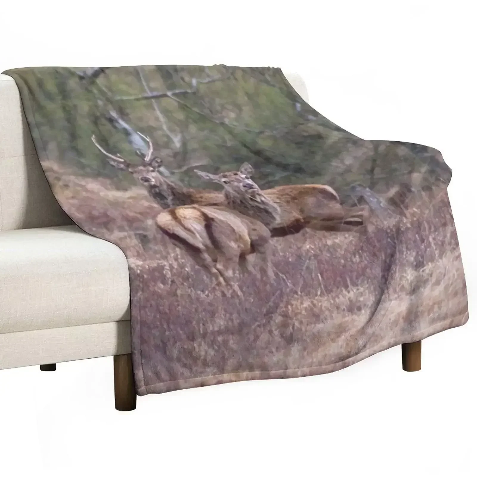 

stags in the Scottish Highlands Throw Blanket Picnic Hairy Bed Blankets