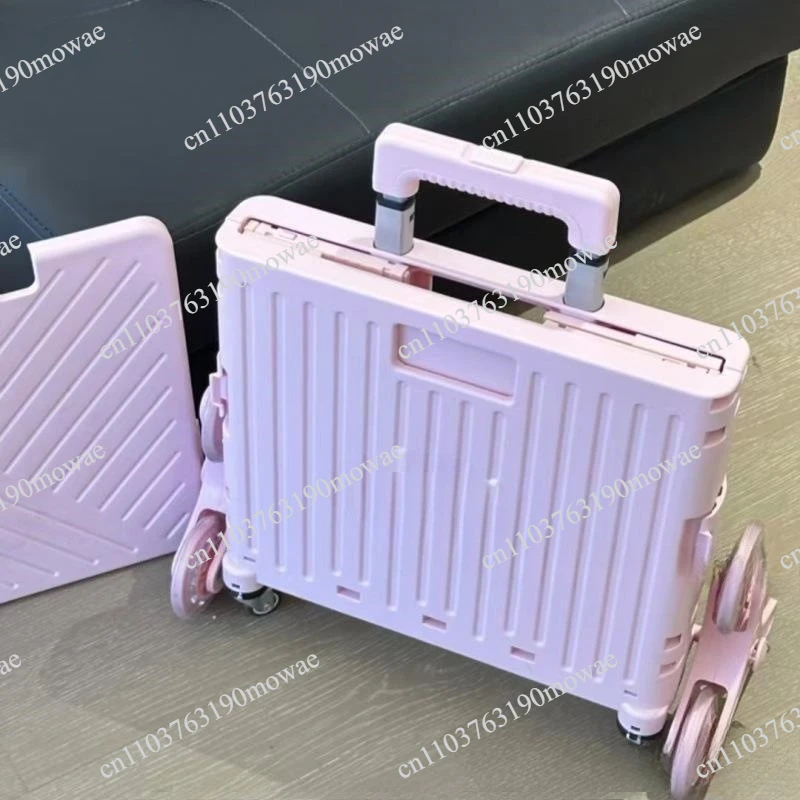 Lightweight Foldable Shopping Hand Trolley With Cover Stair Climbing Grocery Cart