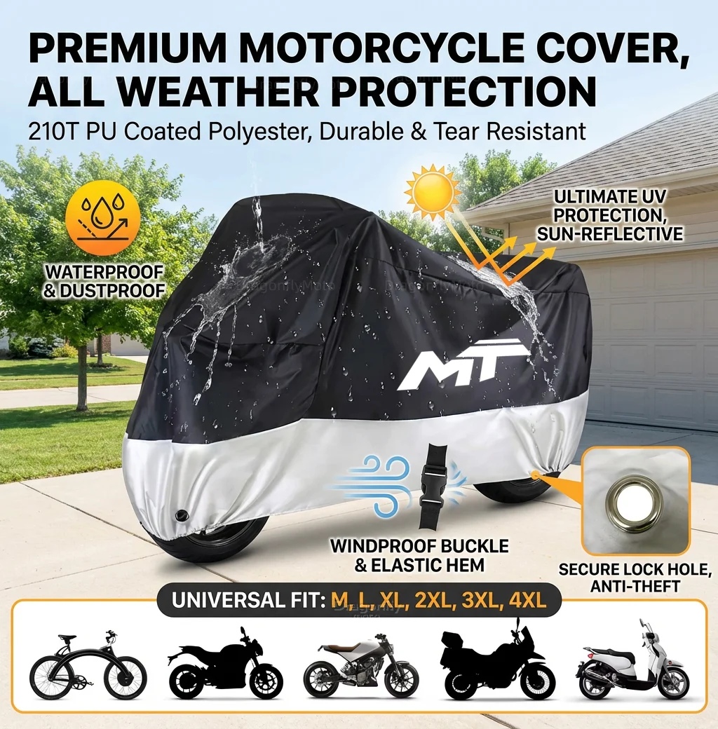 

For Cfmoto Cf moto 450Mt 650Mt 700Mt 800Mt 450 700 800 Mt All Season Motorcycle Cover Silver Black Waterproof Dustproof