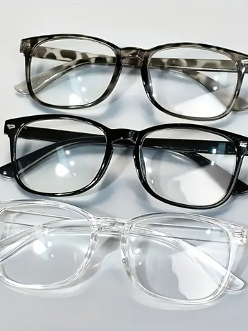 3 Pairs of Y2K Style Fashionable Transparent Lens Glasses Suitable for Daily Wear for Both Men and Women