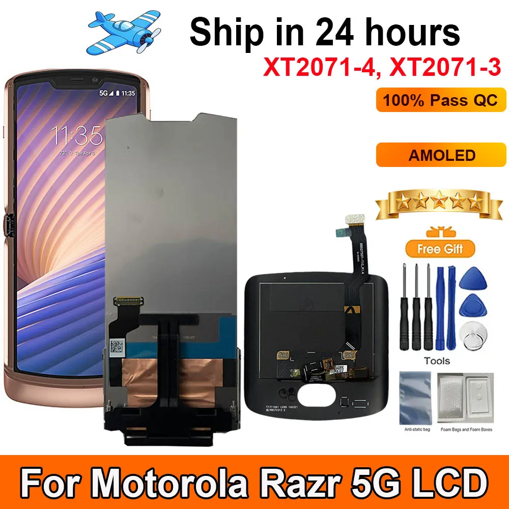 6.2"For Motorola Razr 5G LCD Display Screen Touch Panel Digitizer Replacement Parts Screen 2.7"Second external Razr 2020 LCD