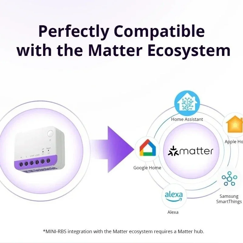 Matter WiFi Smart Curtain Switch MINI-RBS Roller Shutter Module Voice Control Homekit Alexa