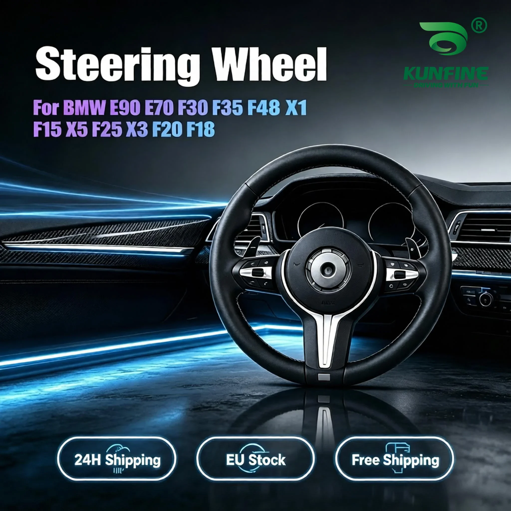Leder-Sportlenkrad mit Schaltwippen im M-Stil für BMW 3er F30 F35 E90 5er F10 F18 1er F20 X1 F48 X3 F25 X5 F15 E70 EU Lagerbestand