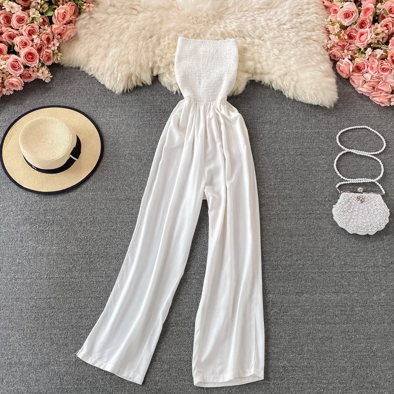 Fashion Straight Wide Leg Pants Women's Summer 2024 New High Waisted Slim Draped Bra Jumpsuit Casual