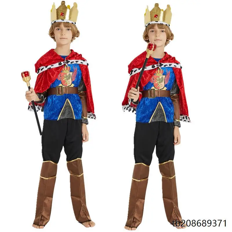 중세 왕자 의상 어린이 할로윈 가면 무도회 공연 코스프레 작은 왕 의상 무대 의상 여성 패션