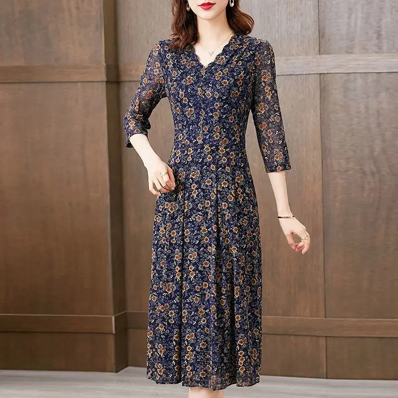 

Summer Taiwan Yarn Mother High-end Dress Female 2023 New Style Foreign Net Yarn Dress