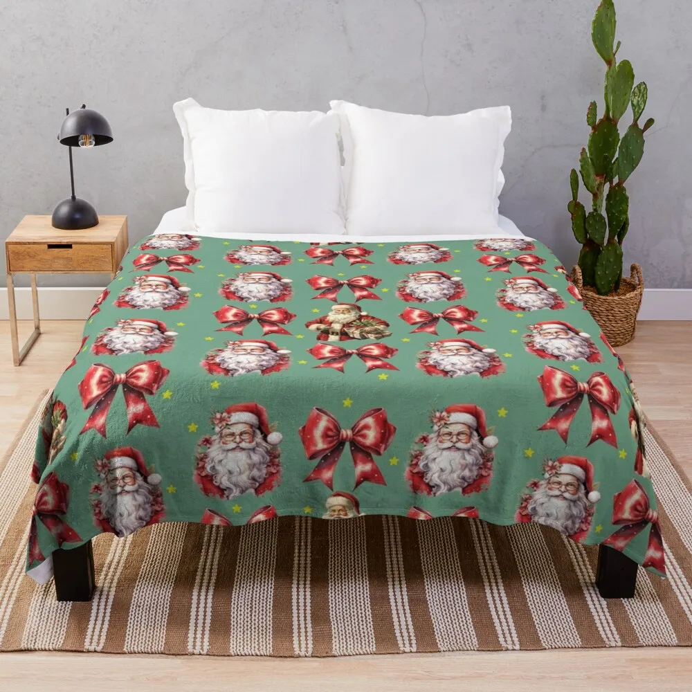 Vintage Coquette Santa Claus Throw Blanket Multi-Purpose warm winter Designers Blankets