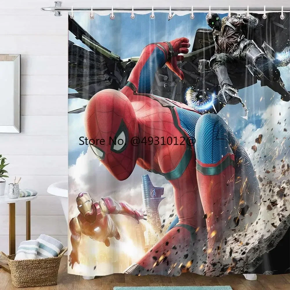 Disney SpiderMan Shower Curtain Waterproof Polyester Curtain for Bathroom 3D Printed Bath Home Decoration Child Gifts