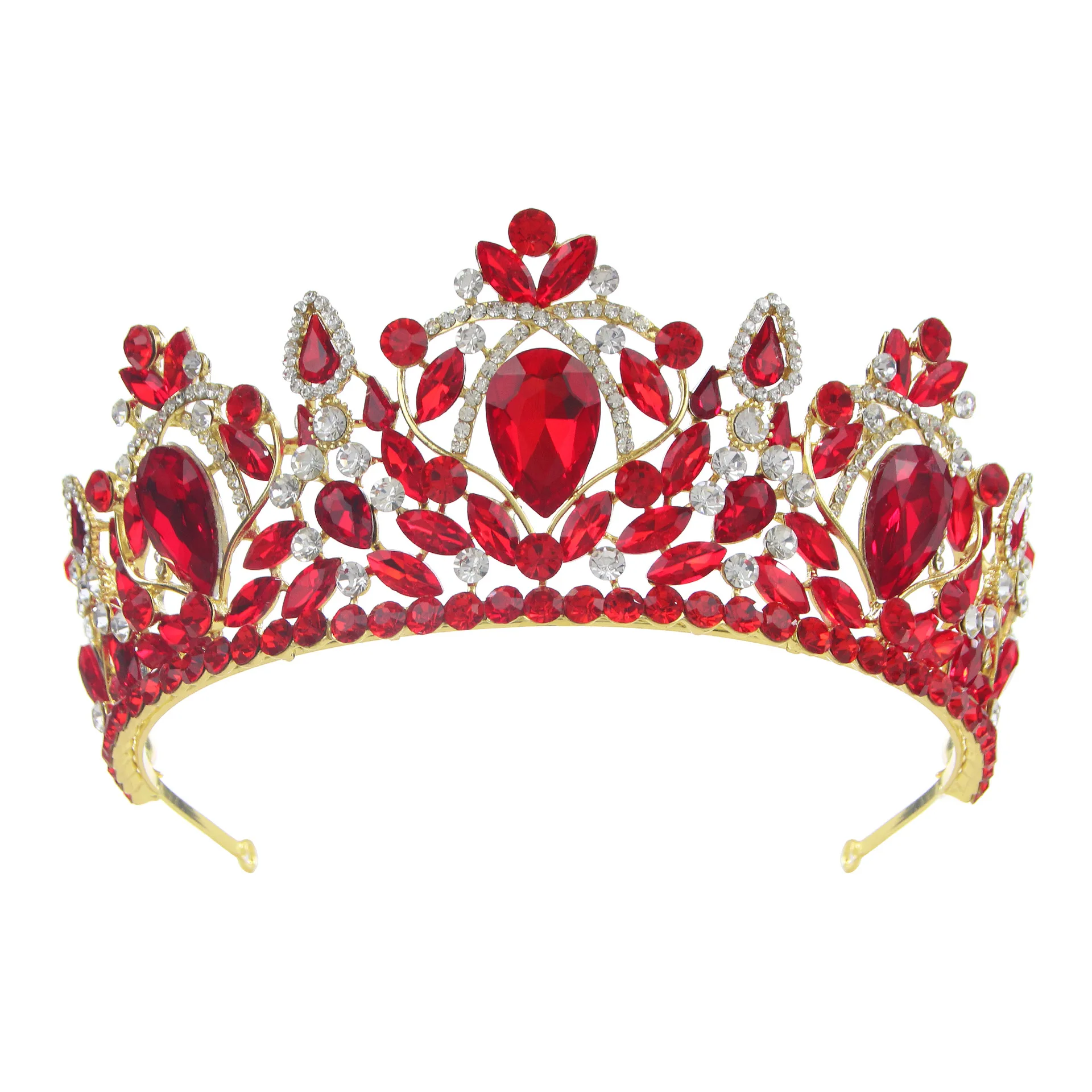 Queen Red Crystal Bridal  Women\'s Purple Luxury Pageant Crown Wedding Hair Accessories