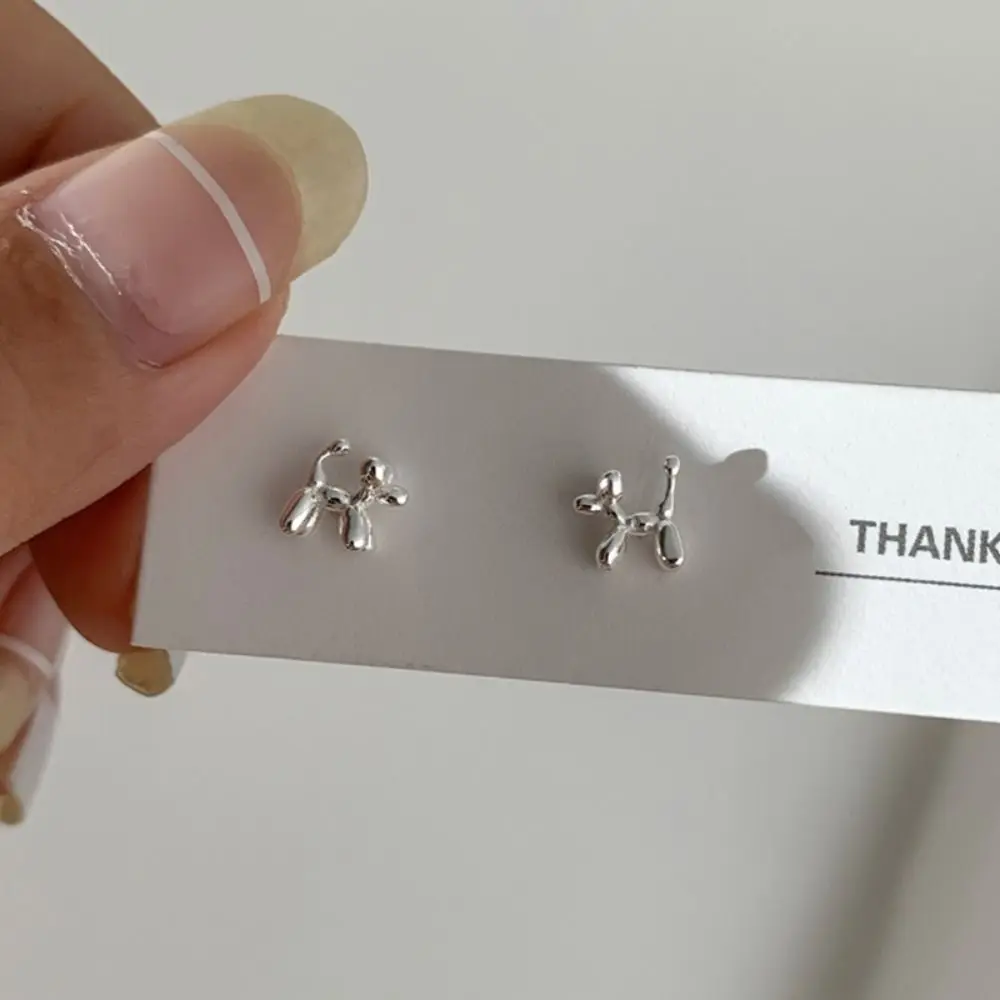 Puppy Dog Mini Dog Balloon Earrings Needle S925 Silver Cartoon Dog Sweet Earrings Balloon Light Beads Pet Dog Stud Earrings