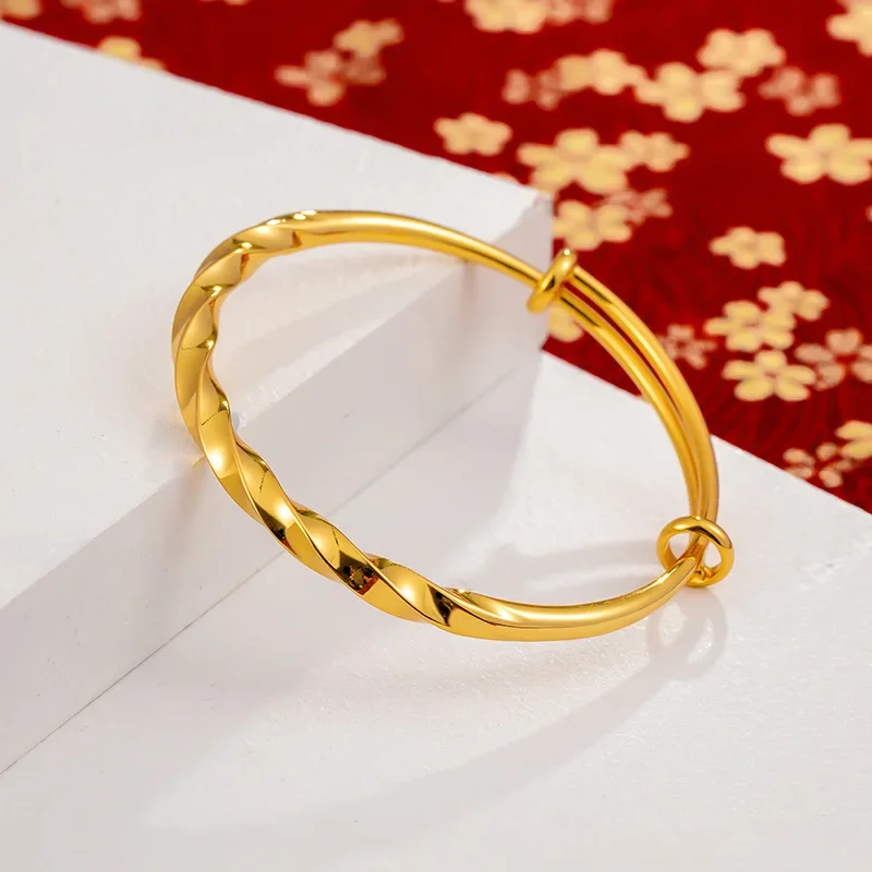 18k cor de ouro pulseira aberta para mulheres, bracelete, jóias finas, charme, empurrar, noiva, casamento, noivado, presentes