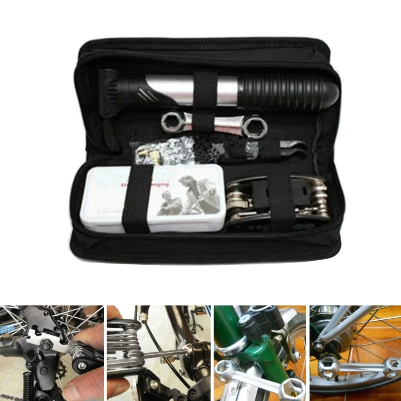 2024 New Bike Repair Kits Bicycles Tool Bag Portable Mini Pump Metal Tire Levers Tire Patch Kits Bicycles Emergency Accessories