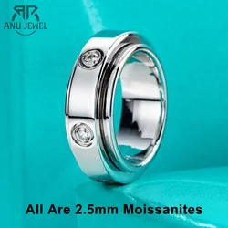 AnuJewel Moissanite Spinner Rings 14k Plated 2.5mm D Color VVS1 Moissanite Wedding Band Fidget Spinners Rings Unzip Jewelry