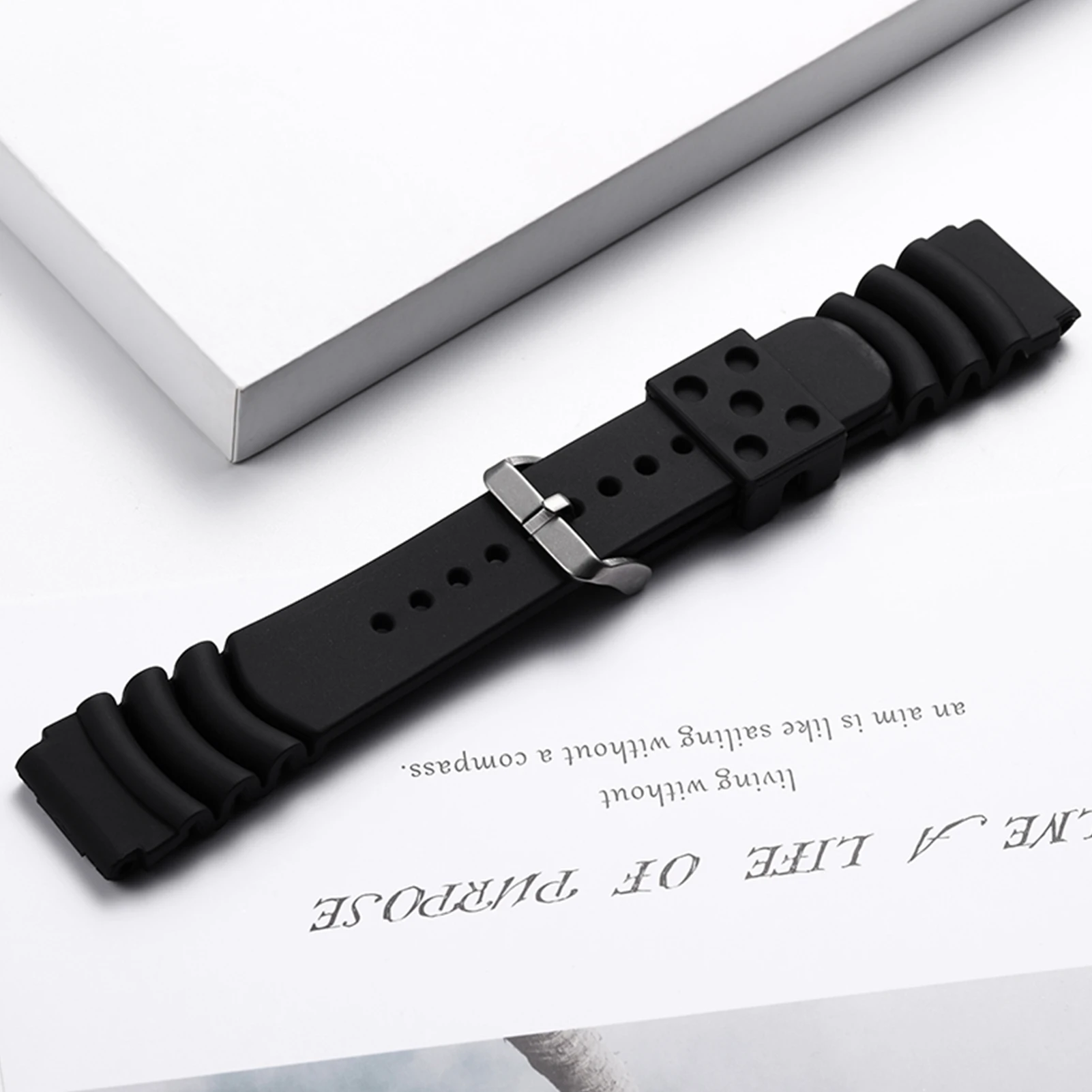 Addiesdive حزام ساعة اليد 20 مللي متر 22 مللي متر الفولاذ المقاوم للصدأ مشبك حزام مطاط قسط لينة المطاط أساور حزام الساعات الغوص الساعات