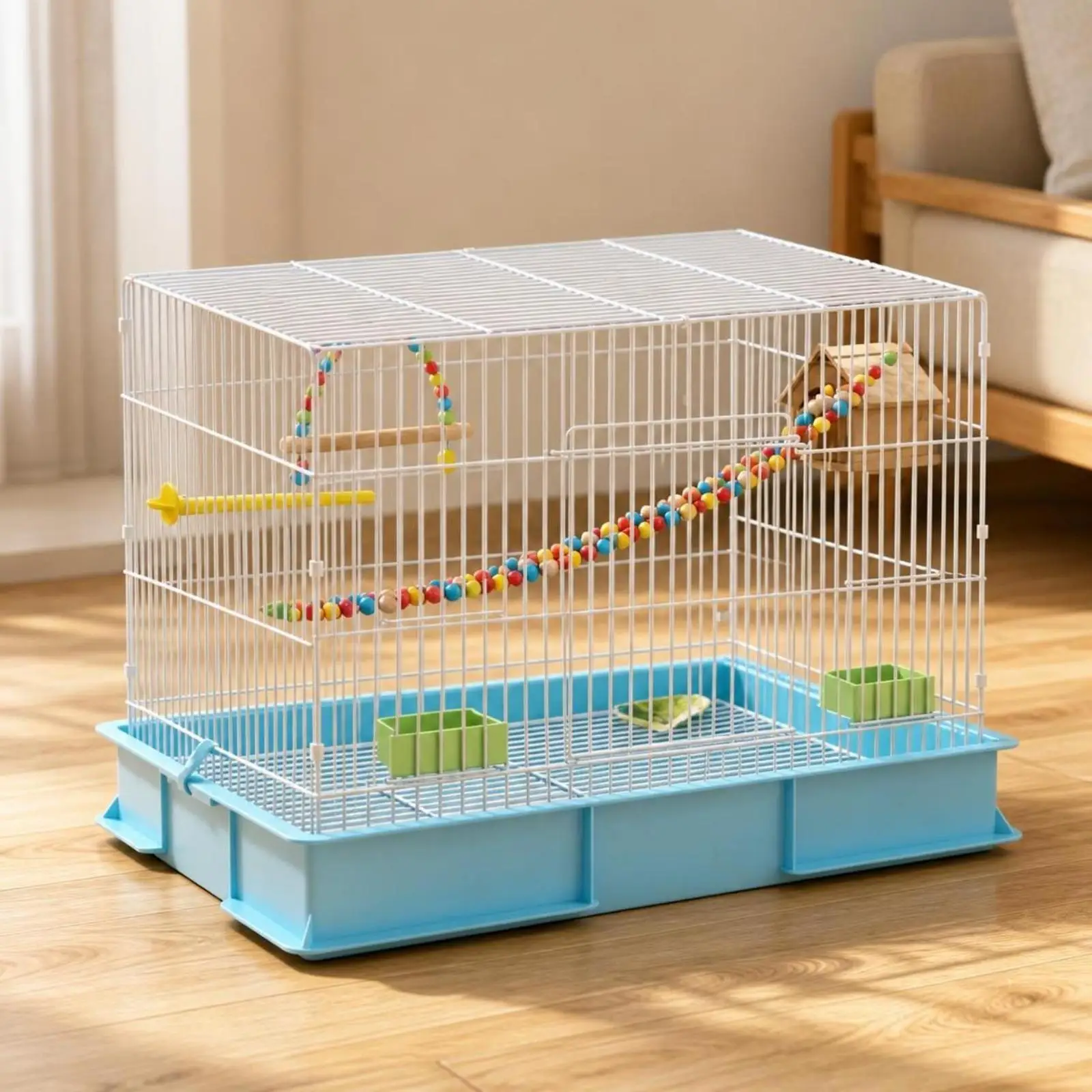 travel-bird-cage-for-finches-with-carrying-handle-and-perch-accessories-spacious-rectangular-aviary-with-easy-clean-tray