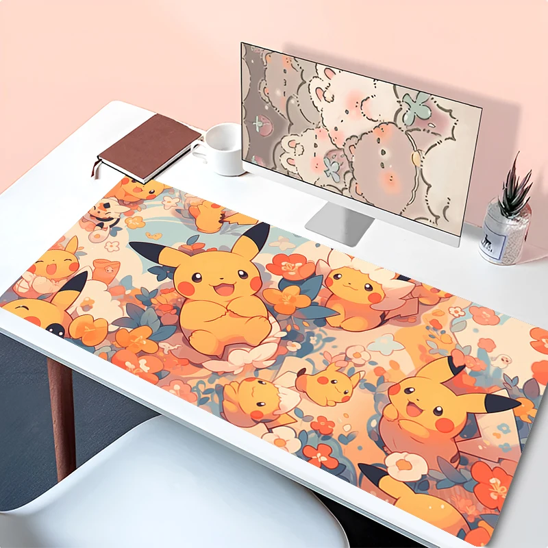 

Large Mouse Pad P-Pokemon Pikachu Pattern Locking Edge MousePad Computer Gaming Keyboardpad Rubber Mat Desk Gaming Cup Mat