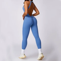 Sexy Back V Jumpsuit Women Training Yoga Suit Fitness Rompers Sportswear Women Sports Jumpsuit Gym Set Stretch Workout Bodysuits