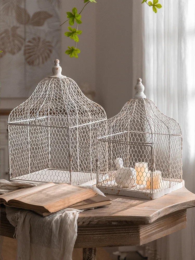 

Rustic Metal Chicken Wire Cloches for Planters and Candle Holders, Vintage Decorative Display, Bird Cage, Set of 2