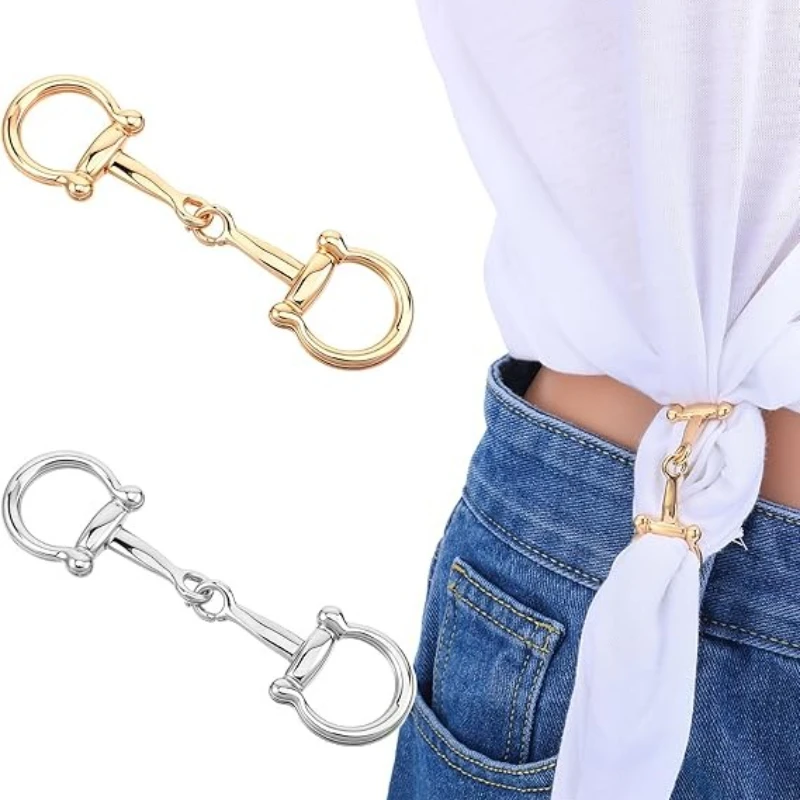 2 قطعة وشاح حدوة الحصان مشبك عالمي متعدد الأغراض وشاح معدني أبازيم زوايا بسيطة ومتعددة الاستخدامات وشاح معقود مشبك