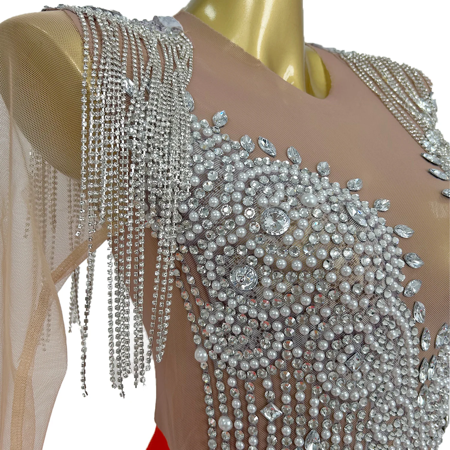 Luxury Ball Gown Elegant ผู้หญิงชุดราตรีเซ็กซี่ Sheer ตาข่ายชุดยาววันเกิดพรหม High-end Couture Saobaju